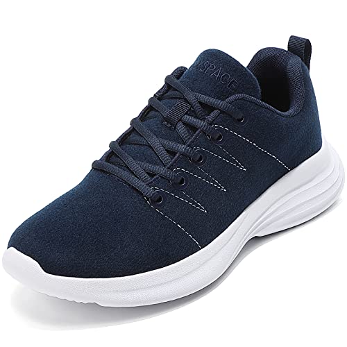 Sixspace Wolle Sneaker Damen Herren Freizeitschuhe - Atmungsaktiv Turnschuhe aus Wool 3D Stretch, Leicht Sportschuhe rutschfest Laufschuhe Straßenlaufschuhe Trekking-Schuhe(Dunkelblau,45 EU)