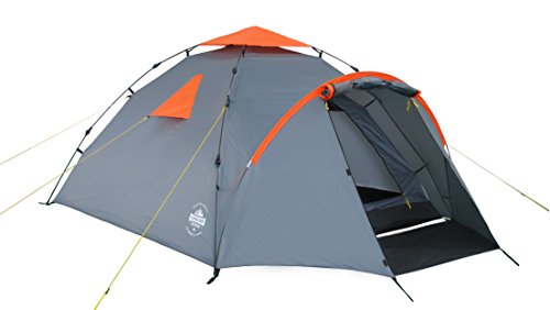 Lumaland Pop Up Zelt | 3-4 Personen Familienzelt | Wurfzelt Innenmaße 210x210x120 cm | Wasserdicht & Windfest | Ideal als Camping, Festival & Reise Zelt | Ultraleicht & Robust [Grau]
