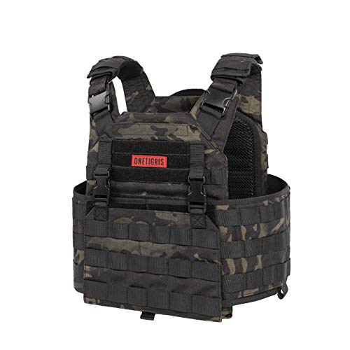 OneTigris GRIFFIN AFPC Airsoft Weste Quick Release Taktische Carrier Weste Atmungsaktiv Brustschützer für CS Paintball |MEHRWEG Verpackung (MC Schwarz)
