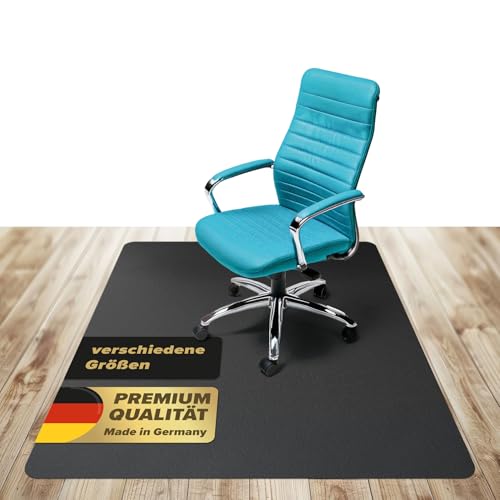 Kaiser Bodenschutzmatte schwarz Bürostuhl Unterlage Verschiedene Größen - Unterlage Schreibtischstuhl schwarz - Schutzmatte Bürostuhl rutschfest - Stuhlunterlage Made in Germany (90 x 120 cm)