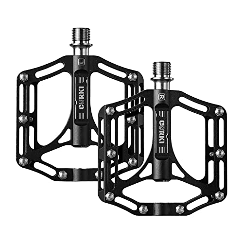 Corki Cycles Fahrradpedale Rennrad Pedale Titanium MTB Pedale Platform Pedale Ultraleicht Antirutsch Fahrrad Pedale 9/16 Zoll für MTB BMX E-Bike Stadtrad (Schwarz)