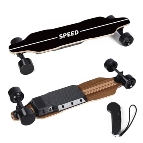 ExploTex Elektro Skateboard, Vierrädriges Longboard mit Zwei 450W Nabenmotoren, Wasserdichtes, Stoßabsorbierendes Skateboard, Maximale Belastung 100KG, 38KM/H, 15-20KM