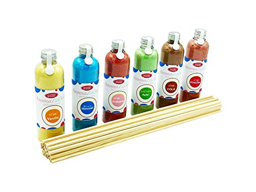 Partyset 6 x 230 Gramm Zuckerwatte Zucker für Zuckerwattemaschine Inklusive 100 Zuckerwattestäbe