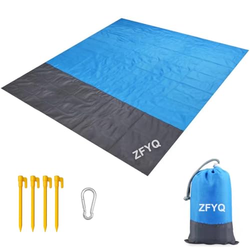 ZFYQ Picknickdecke 200 x 210 cm, Wasserdicht, mit 4 Erdnägel, für Strand, Camping, Picknick und Outdoor Reisen