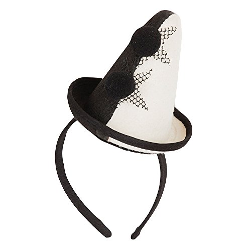 Bristol Novelty BH654 Pierrot-Clownshut, Mini, an Kopfband, Damen, mehrfarbig, Einheitsgröße Halloween