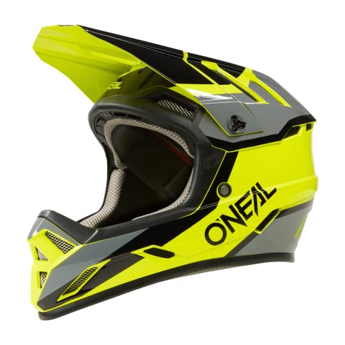 O'NEAL | Mountainbike-Helm | MTB Downhill | Sicherheitsnorm EN1078, Ventilationsöffnungen für Luftstrom & Kühlung, ABS Außenschale | Backflip Helmet Strike | Erwachsene | Grau Neon-Gelb | Größe M