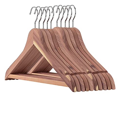 Hangerworld 10 Zedernholz Kleiderbügel 44cm Rutschfester Hosensteg Mottenschutz im Kleiderschrank