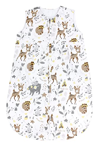 TupTam Baby Jungen Mädchen Sommer Schlafsack Ärmellos Unwattiert 0.5 TOG, Farbe: Wilde Tiere, Größe: 80-86