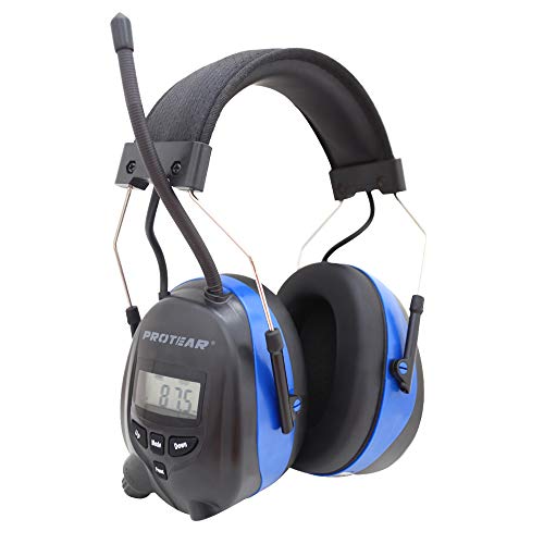 Protear Gehörschutz mit Bluetooth und Radio FM/AM, eingebaute wiederaufladbare Lithiumbatterie und Mikrofon, Gehörschutz für Werkstatt, Garten/Mähen, Traktoren, CE-zertifiziertes SNR 30dB