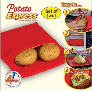 vinallo 2 Pack Mikrowelle Kartoffel Herd Bag Kartoffel Express Tasche, perfekt Kartoffeln nur in 4 Minuten – Rot