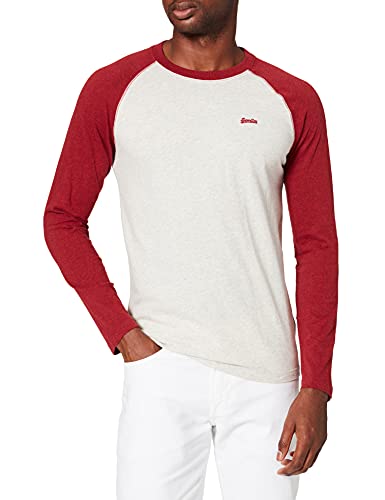 Superdry Herren Vintage Baseball LS TOP T-Shirt, Off White/Rhubarb Marl, XL