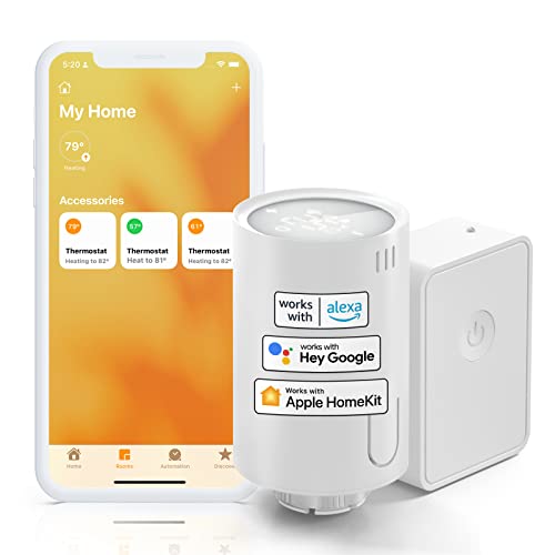 [Upgrade] Meross Smart Heizkörperthermostat inklusive Hub, kompatibel mit HomeKit, WLAN Heizungsthermostat Kompatibel mit Siri, Alexa und Google Assistant, Fernsteuerung, M30*1,5mm, 6 Adapter