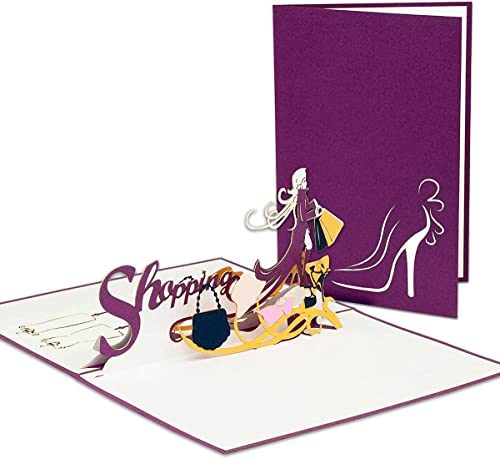 LINPopUp®, LIN17342, POP UP Karte - 3D Gutschein-Karte für Shopping, Einkaufen Girls-Day - Geschenkgutschein - Geburtstags-Karte - Klapp-Karte, N238
