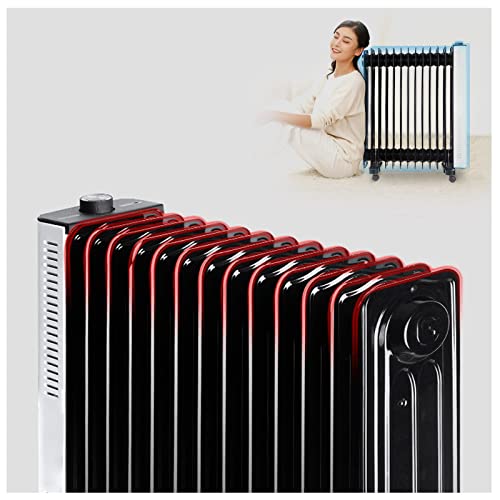 HLILY Elektrische Heizung Heizkörper Öl Radiator Energiesparend Mit Überhitzungsschutz Tragbarer Mobil Elektroheizgerät 2200W Schnelles Aufheizen, Umkippsicherung