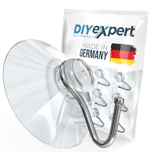 DIYexpert Saugnapf mit Haken | Made in Germany Saughaken | [Ø 40 mm] [10 Stück] | Hochwertige Saugnäpfe für Camping und Auto | Ideal als Handtuchhalter und für Weihnachtsdeko