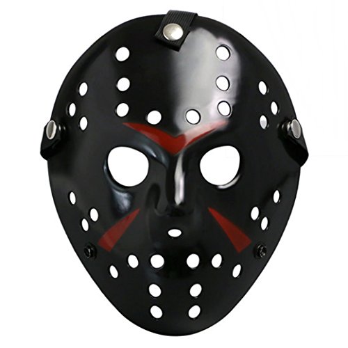 Hejo Home Jason Hockey Maske Schwarz 1/2 Mask Freitag der 13. Halloween Party Für Erwachsene Damen Herren
