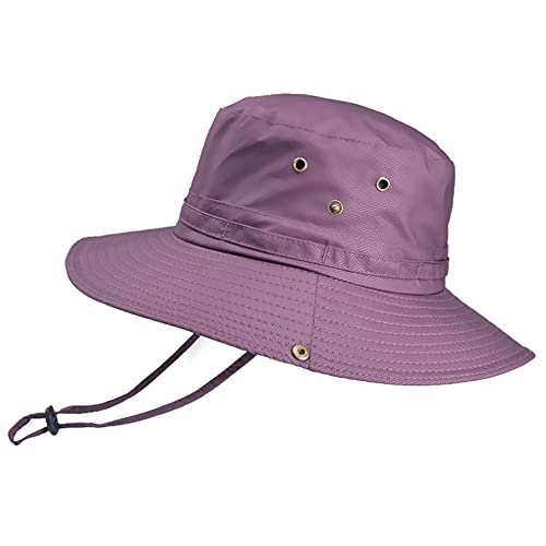 WANYIG UPF 50 + Sonnenhut Herren UV Schutz Fischerhut Safari Hut Faltbar Sommer Wasserdicht Outdoor BuschhutWanderhut Gartenhut Boonie Hut(Lila)