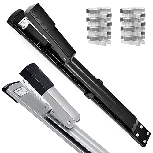 Langarm Hefter Heftgerät aus Metall, Ergonomisches Design, für Broschüre oder Buchbindung Wird in Schulen und Büros, Einlegetiefe bis 30 cm (Silber und schwarze zufällige Lieferung)