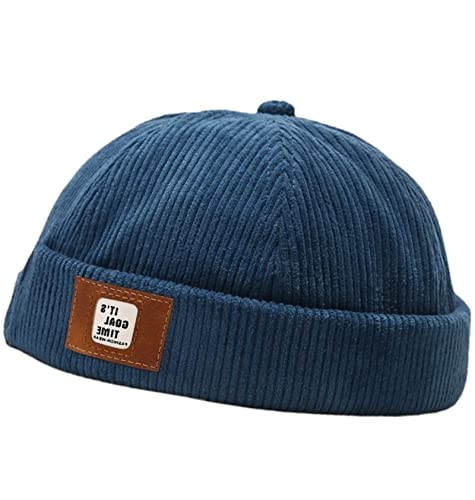 Faringoto Corduroy Hat Dockercap Brimless Hüte für Herren, dunkelblau, Einheitsgröße