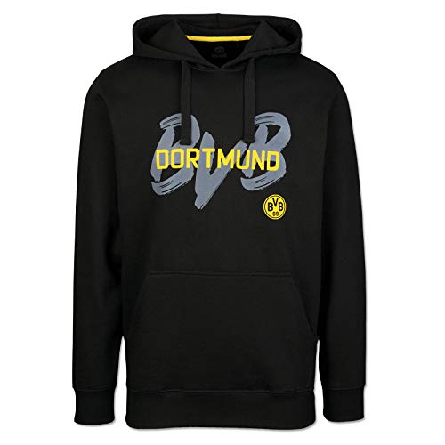 Borussia Dortmund Herren Hoodie BVB-Kollektion Kapuzensweatshirt, Schwarz, L