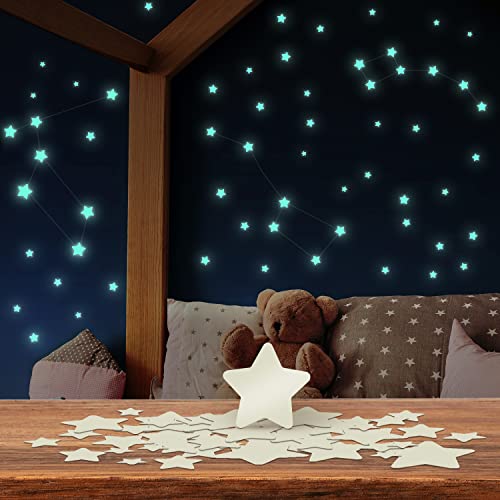 LILIMAUS Leuchtsterne Kinderzimmer [100 Stck.] - SELBSTKLEBEND - Leuchtende Sterne für Kinderzimmer Deko - Glow in the dark stars - Leucht Sternenhimmel - Leuchtsticker Aufkleber leuchtend im Dunkeln