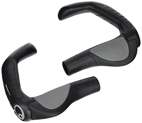 Ergon - GP5 Ergonomische Lock-on Fahrradgriffe mit extra-langem Bar-End | Regular kompatibel | Für Touring & Trekking Bikes | Small | Schwarz/Grau