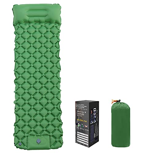 KUWUNG Isomatte Selbstaufblasend, Outdoor Luftmatratze Camping, Camping Matratze mit Kissen, Aufblasbare Isomatte, Faltbare Schlafmatte Ultralight für Wandern, Outdoor