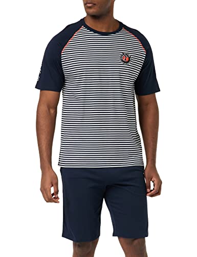 ATHENA Herren Les Essentiels 7o17 Pyjamaset, Graue und marineblaue Streifen, S