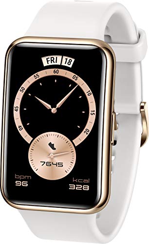 HUAWEI WATCH FIT Elegant Smartwatch, 1,64 Zoll AMOLED-Display, Persönlicher Coach, 10 Tage Akkulaufzeit, GPS, 5ATM, Herzfrequenzmessung - Exklusiv auf Amazon: 30 Monate Herstellergarantie, Forsty Weiß