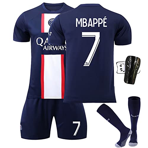 ZZD Fußball Trikot für Herren Paris Saint-Germain 22-23 Heim/Auswärtstrikot Kurzarmtrikot Hemd Kurze Hose Set mit Socken Fußballtrikot für Erwachsene und Kinder,7,kid26