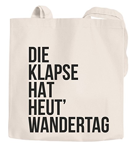 Jutebeutel Die Klapse hat heute Wandertag Spruch Baumwolltasche Stoffbeutel Moonworks® natur 2 lange Henkel
