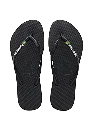 Havaianas Slim Brasil Logo Flip Flops Damen, Schwarz, 39/40 EU