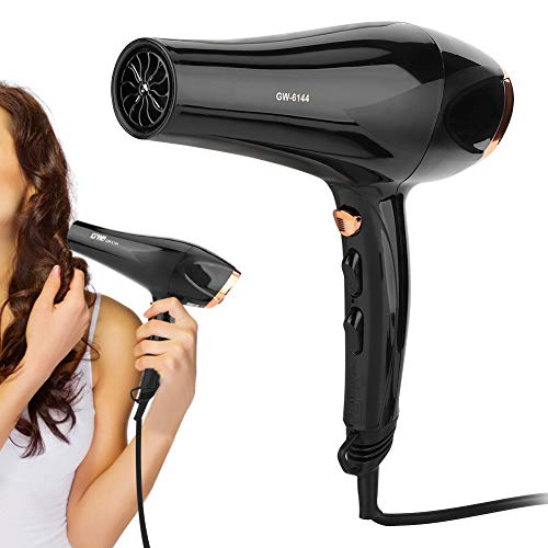 2000W Elektro Haartrockner, Hochleistungs Haarfön, Hair Dryer mit Blu Ray Negativ Ionen Thermostatischer Haartrockner
