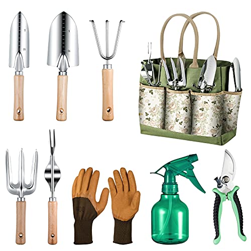 Gartengeräte-Set, robuste Gartenwerkzeuge mit großem Griff, Aufbewahrungstasche, rostfrei, Handwerkzeug-Set für Gartenarbeit, Sukkulenten, Geschenke für Männer und Frauen