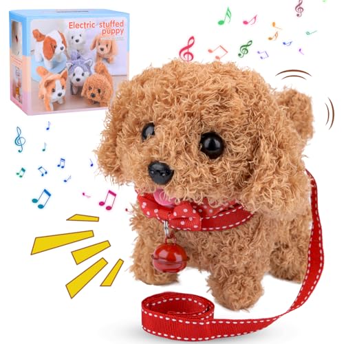 Vibbang Hund Spielzeug Kinder Hund der Läuft und Bellt Kuscheltier, Roboter-Welpe, Haustier-Plüschtier, Hunde-Roboter-Welpe, Spielzeughunde, interaktives Plüsch Geschenk Junge Mädchen