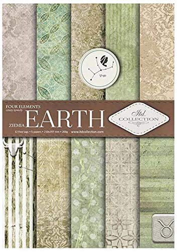 ITD Collection - Scrapbooking Papiere, Scrapbooking Papier,Dekorpapier A4, 5 Pack/Blatt Papier 210x297 mm (Earth)