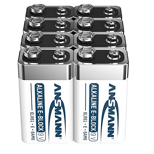 Ansmann Alkaline longlife 9V Block Batterien (8 Stück) - Premium Qualität für höhere Leistung, 9V Batterie ideal für Rauchmelder, Bewegungsmelder, Alarmanlagen & Kohlenmonoxid Warnmelder