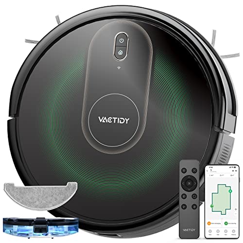 Vactidy Nimble T8 2 in 1 Saugroboter mit Wischfunktion, 3000Pa Saugkraft Staubsauger Roboter mit Wischfunktion, 120Min Laufzeit Wischroboter mit Alexa & App & Siri, Saugroboter Tierhaare, Schwarz