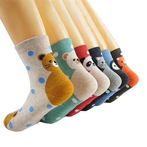 Oneworld Damen Frauen Mädchen 6 Paar/Halb Dozen lieblich Classic Casual Socken Damensocken Sportsocken Strumpf Cartoon Eule, 6139-6 Paar-farbmix4, 35/40