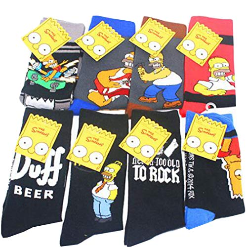 Jintong 8 Pairs Lustige Paar Baumwollsocken Simpson Familie Neuheit Nette Socken Tier Glücklich Kausalen Hip Hop Streetwear Socken