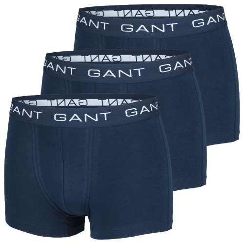 GANT 3er Pack Herren Boxershorts, Short Boxer, Trunks, Unterhosen, Neu, Navy und Navy mit farbigem Bund (6 (L), Navy)
