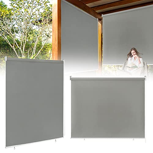 XMTECH Senkrechtmarkise Außen Sonnenschutzrollo Außenrollo Balkonrollo Aussenrollos Wetterfest UV-Schutz Sichtschutz Sonnenschutz Rollo für Fenster Balkon Terrasse Garten, 140x140cm, Grau