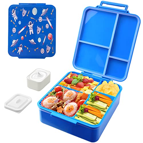 Brotdose Lunchbox mit 4 Fächern, Bento Box mit Variablen Fächern, Robust Snackbox, BPA Frei Brotzeitbox, Unterteilten Jausenbox für Picknick