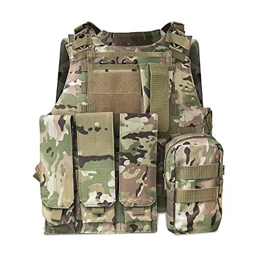 HYCOPROT Taktische Weste, 1000D Oxford verstellbare Militär-Airsoft-Weste, für spezielle Mission, Outdoor-Abenteuer-Paintball, Militärtraining (CP-Tarnung)