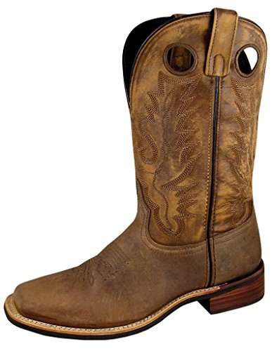 Smoky Mountain Boots Pueblo Serie | Westernstiefel für Jugendliche, quadratische Zehenpartie, strapazierfähiges Ledermaterial, Kreppsohle und Absatz, Braun Distress, 7.5 X-Wide