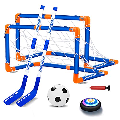 NIWWIN Hover Soccer Ball Toy Set, Simimulieren Fußballspielzeug 7 Stück, aufblasbarer Fußball und Tor, Indoor-Football-Spiel.Football-Geschenke für Jungen und Mädchen 3 4 5 6 7 8-12 Jahre alt