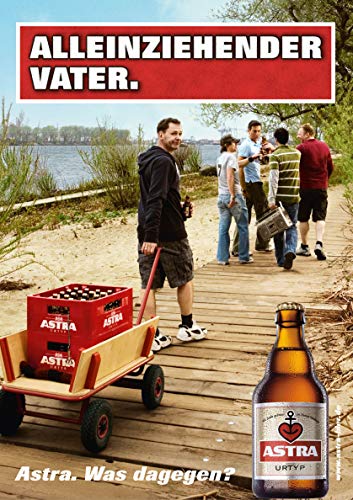 ASTRA Bier Werbung/Reklame Plakat Poster DIN A1 59,4 x 84,1cm Alleinziehender Vater