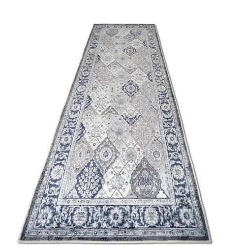 HNVNER Teppich Läufer Flur 60 x 240CM,Flurteppich rutschfest,Küchenläufer Waschbar,Teppichläufer für Küche, Flur & Wohnraum