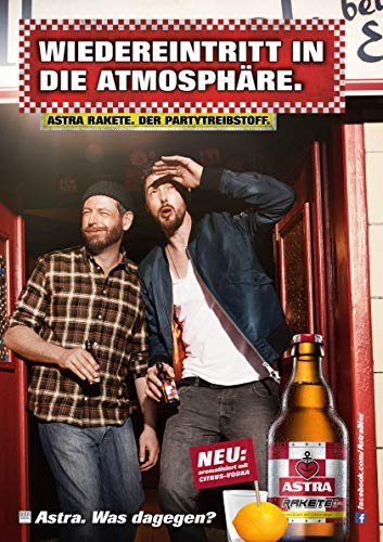ASTRA Bier Werbung/Reklame Plakat DIN A1 59,4 x 84,1cm Wiedereintritt in die Atmosphäre, kultiges Poster aus St. Pauli