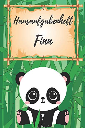Hausaufgabenheft Finn: personalisiertes Panda Hausaufgabenheft / Schülerplaner für 1 Schuljahr mit Wochenübersicht / mit 2x Stundenplan / DIN A 5 / 112 Seiten